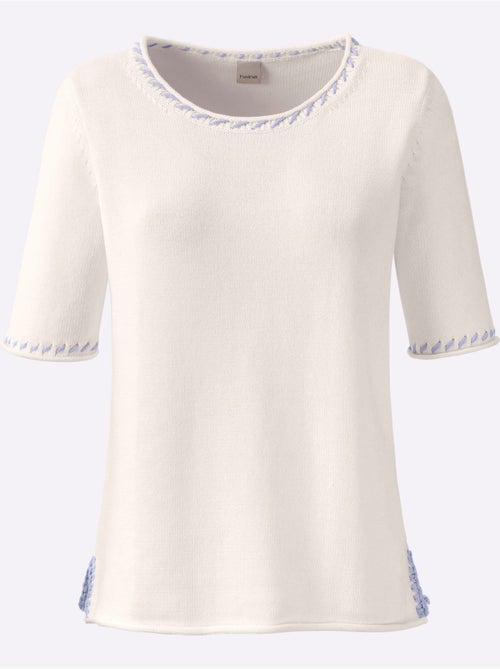 Pull à Manches Courtes Contrastes Mode - Taille Standard - helline - Kiabi