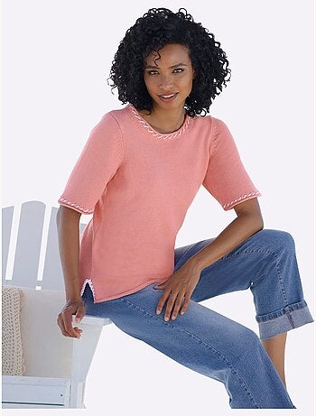 Pull à Manches Courtes Contrastes Mode - Taille Standard - Helline