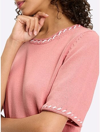 Pull à Manches Courtes Contrastes Mode - Taille Standard - Helline