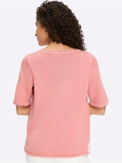 Pull à Manches Courtes Contrastes Mode - Taille Standard - helline - Kiabi