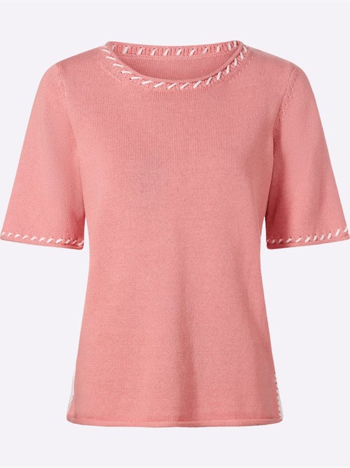 Pull à Manches Courtes Contrastes Mode - Taille Standard - helline - Kiabi