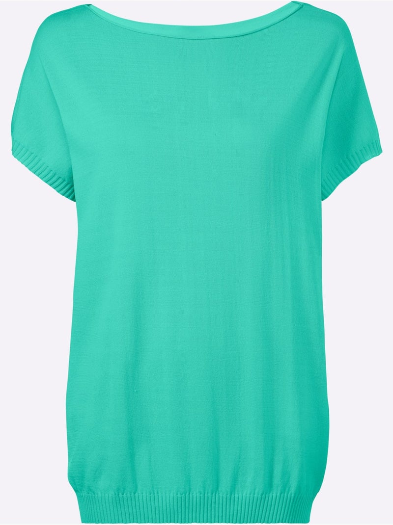 Pull à manches courtes coupe ample - taille standard - helline Bleu Vert - Kiabi