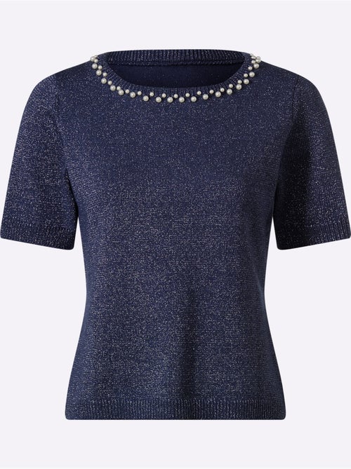 Pull à Manches Courtes élégante Application De Perles - Taille Standard - Helline - Kiabi Pull à Manches Courtes élégante Application De Perles - Taille Standard - Helline - Kiabi