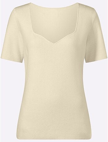 Pull à Manches Courtes Encolure En Forme De Cœur - Taille Standard - Helline