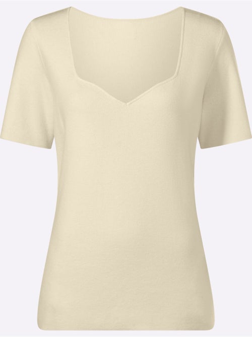 Pull à Manches Courtes Encolure En Forme De Cœur - Taille Standard - helline - Kiabi