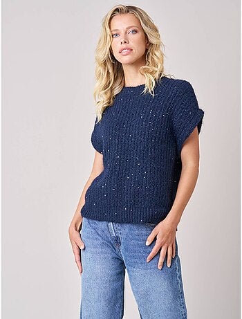 Pull à manches courtes femme en maille douce 'deeluxe'