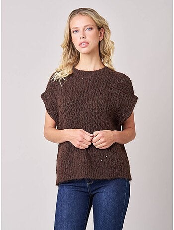 Pull à manches courtes femme en maille douce 'deeluxe'