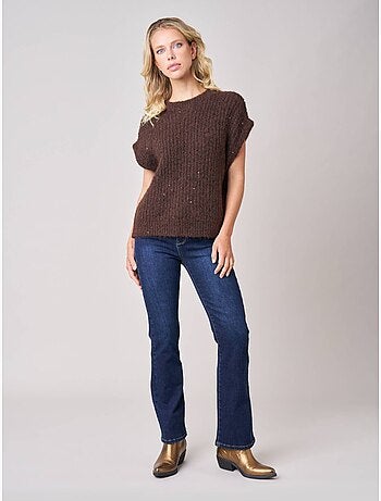 Pull à manches courtes femme en maille douce 'deeluxe'