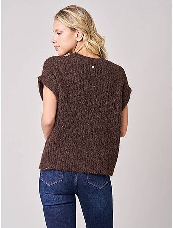 Pull à manches courtes femme en maille douce 'deeluxe'
