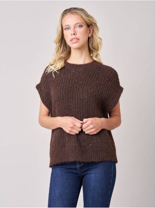 Pull à manches courtes femme en maille douce 'deeluxe' - Kiabi