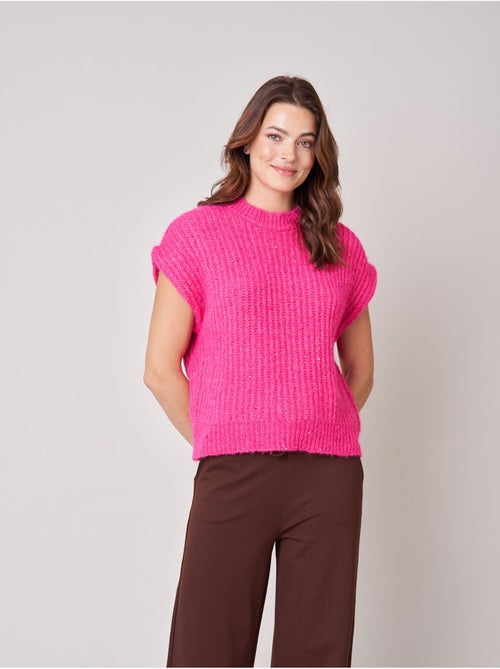 Pull à manches courtes femme en maille douce 'deeluxe' - Kiabi Pull à manches courtes femme en maille douce 'deeluxe' - Kiabi