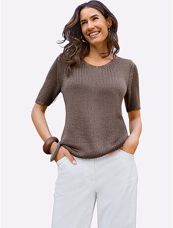Pull à Manches Courtes Fil Fantaisie Facile D'entretien - Taille Standard - Witt