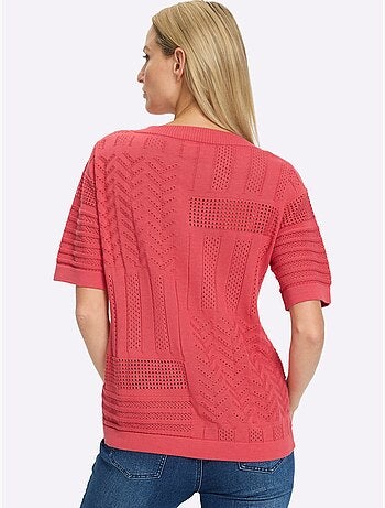 Pull à Manches Courtes Joli Motif Ajouré - Taille Standard - Helline