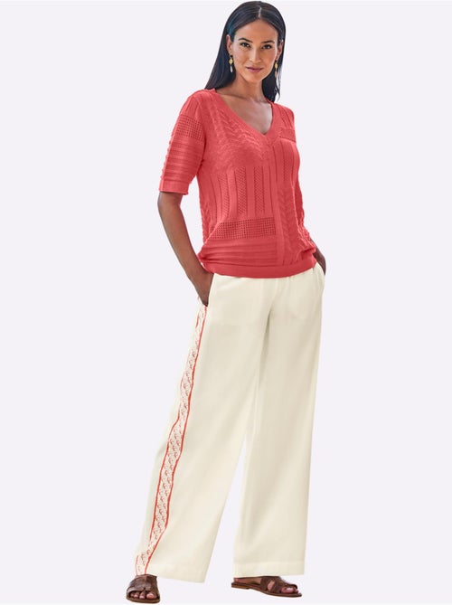 Pull à Manches Courtes Joli Motif Ajouré - Taille Standard - Helline - Kiabi Pull à Manches Courtes Joli Motif Ajouré - Taille Standard - Helline - Kiabi