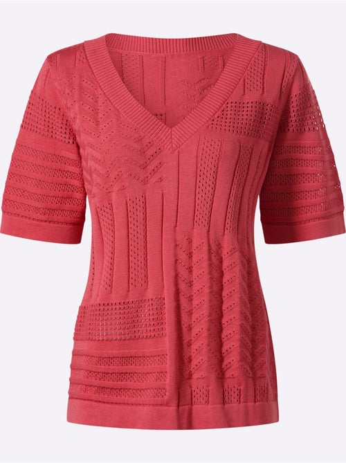Pull à Manches Courtes Joli Motif Ajouré - Taille Standard - Helline - Kiabi Pull à Manches Courtes Joli Motif Ajouré - Taille Standard - Helline - Kiabi