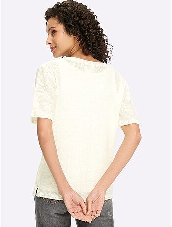 Pull à Manches Courtes Jolie Structure Tricot - Taille Standard - Helline