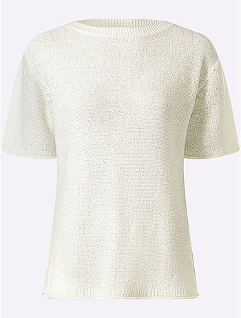 Pull à Manches Courtes Jolie Structure Tricot - Taille Standard - Helline