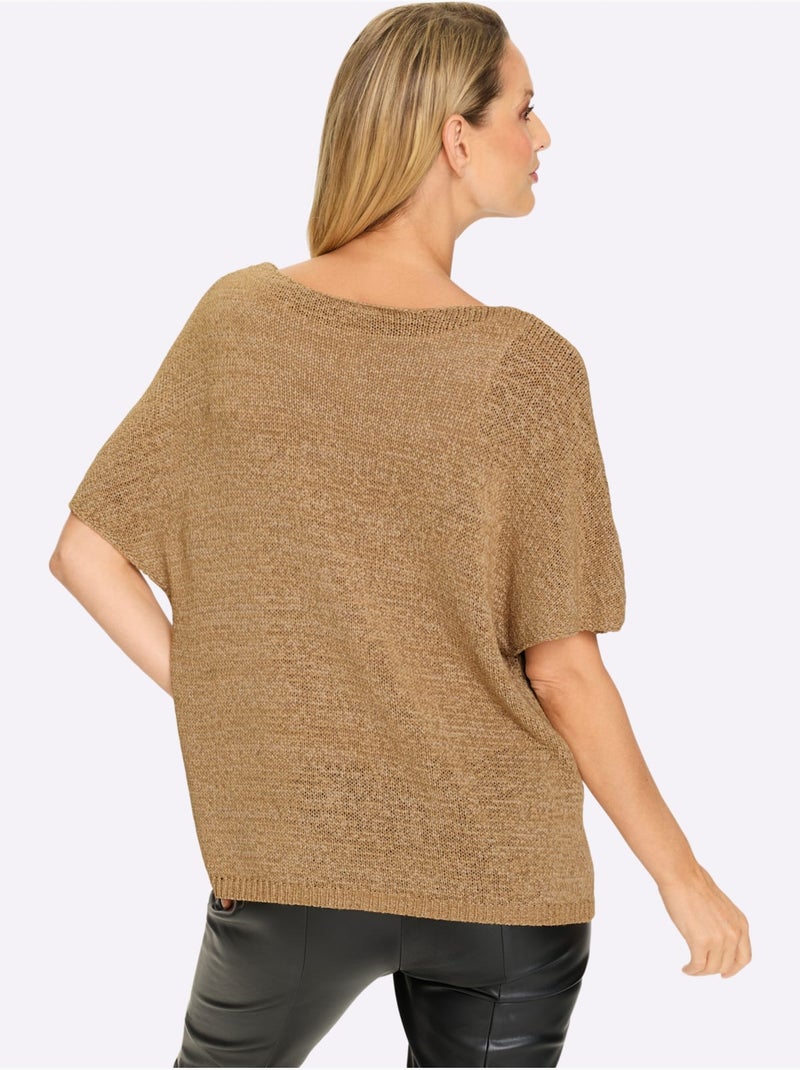 Pull à Manches Courtes Mancherons Tendance - Taille Standard - Helline Marron - Kiabi