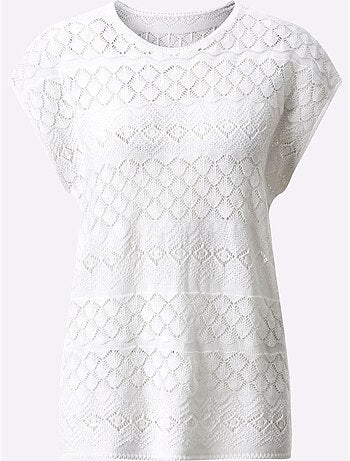 Pull à Manches Courtes Motif Ajouré Léger - Taille Standard - Moda Vilona