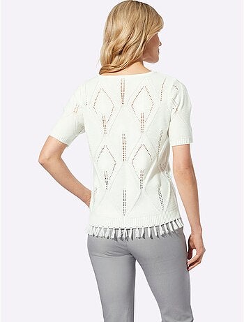 Pull à Manches Courtes Motif Ajouré Léger - Taille Standard - Moda Vilona