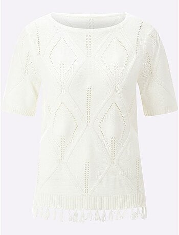 Pull à Manches Courtes Motif Ajouré Léger - Taille Standard - Moda Vilona