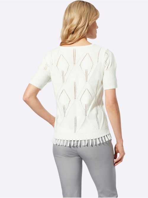 Pull à Manches Courtes Motif Ajouré Léger - Taille Standard - Moda Vilona - Kiabi Pull à Manches Courtes Motif Ajouré Léger - Taille Standard - Moda Vilona - Kiabi