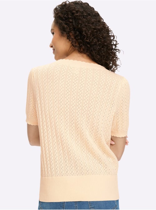 Pull à Manches Courtes Motif Ajouré Transparent Discret - Taille Standard - Helline - Kiabi