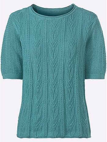 Pull à Manches Courtes Motif Tricoté Affinant - Taille Standard - Witt