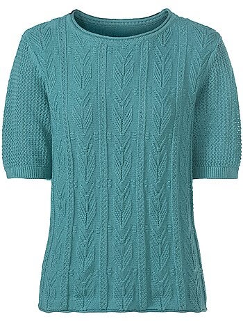 Pull à Manches Courtes Motif Tricoté Affinant - Taille Standard - Witt