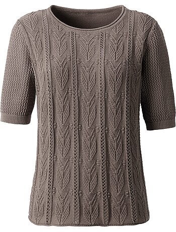 Pull à Manches Courtes Motif Tricoté Affinant - Taille Standard - Witt