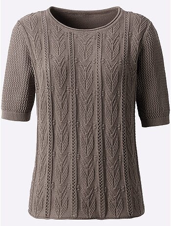 Pull à Manches Courtes Motif Tricoté Affinant - Taille Standard - Witt