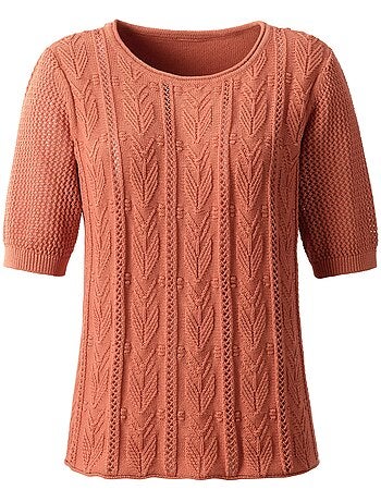 Pull à Manches Courtes Motif Tricoté Affinant - Taille Standard - Witt