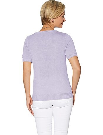 Pull à Manches Courtes Motif Tricoté Avec Partie Ajourée Devant - Taille Standard - Witt