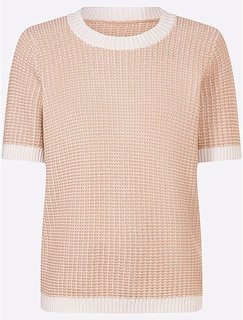 Pull à Manches Courtes Motif Tricoté Décoratif - Taille Standard - Moda Vilona