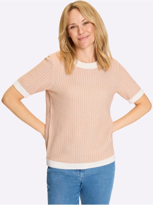 Pull à Manches Courtes Motif Tricoté Décoratif - Taille Standard - Moda Vilona - Kiabi Pull à Manches Courtes Motif Tricoté Décoratif - Taille Standard - Moda Vilona - Kiabi