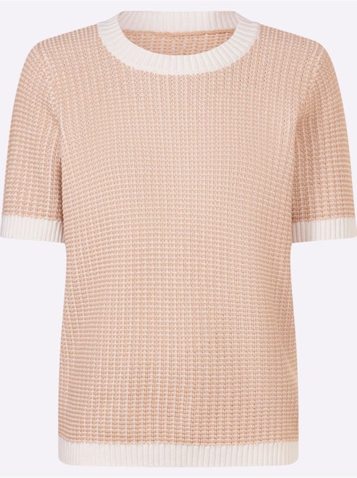 Pull à Manches Courtes Motif Tricoté Décoratif - Taille Standard - Moda Vilona - Kiabi Pull à Manches Courtes Motif Tricoté Décoratif - Taille Standard - Moda Vilona - Kiabi