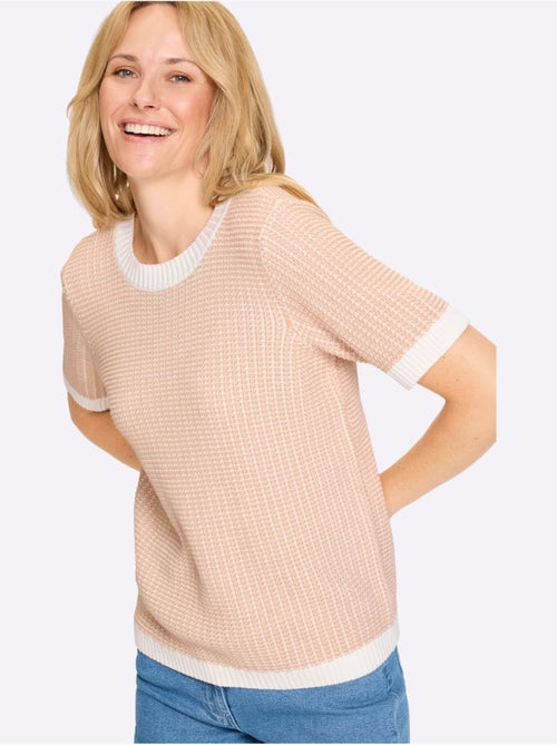 Pull à Manches Courtes Motif Tricoté Décoratif - Taille Standard - Moda Vilona - Kiabi Pull à Manches Courtes Motif Tricoté Décoratif - Taille Standard - Moda Vilona - Kiabi