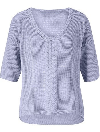 Pull à Manches Courtes Superbe Mélange Tricoté - Taille Standard - helline