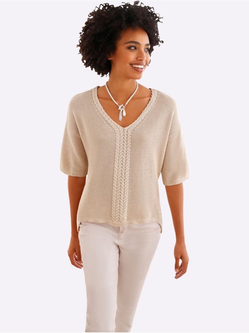 Pull à Manches Courtes Superbe Mélange Tricoté - Taille Standard - helline - Kiabi
