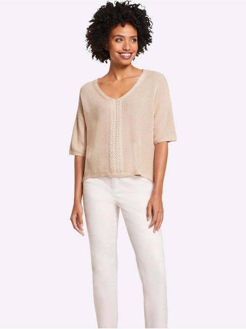 Pull à Manches Courtes Superbe Mélange Tricoté - Taille Standard - helline - Kiabi