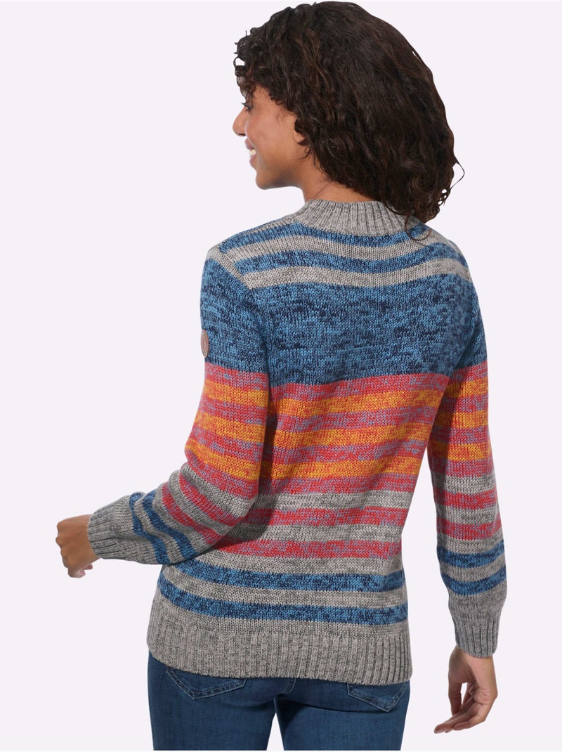 Pull à Manches Longues - Taille Standard - Witt Bleu Orange - Kiabi