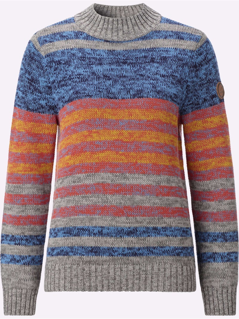 Pull à Manches Longues - Taille Standard - Witt Bleu Orange - Kiabi