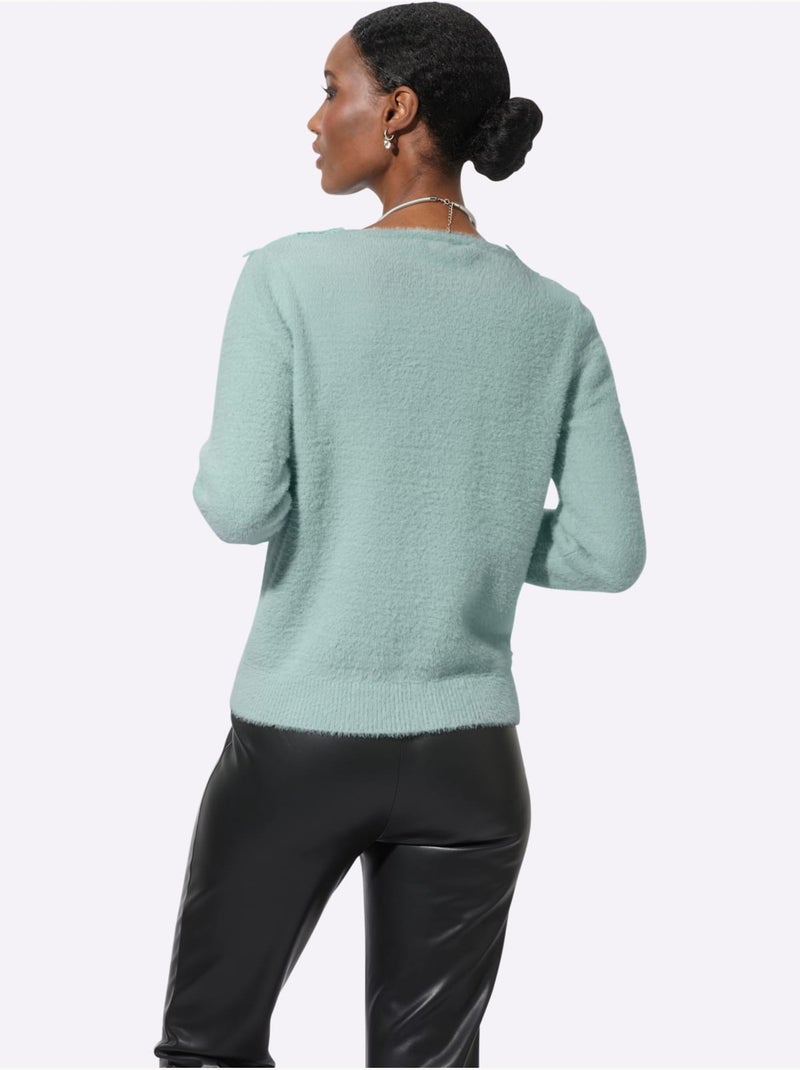 Pull à Manches Longues 25% Lyocell - Helline Menthe - Kiabi