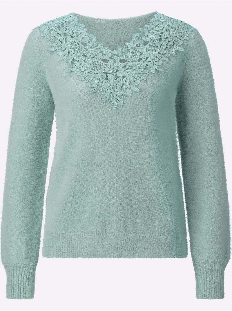 Pull à Manches Longues 25% Lyocell - Helline Menthe - Kiabi
