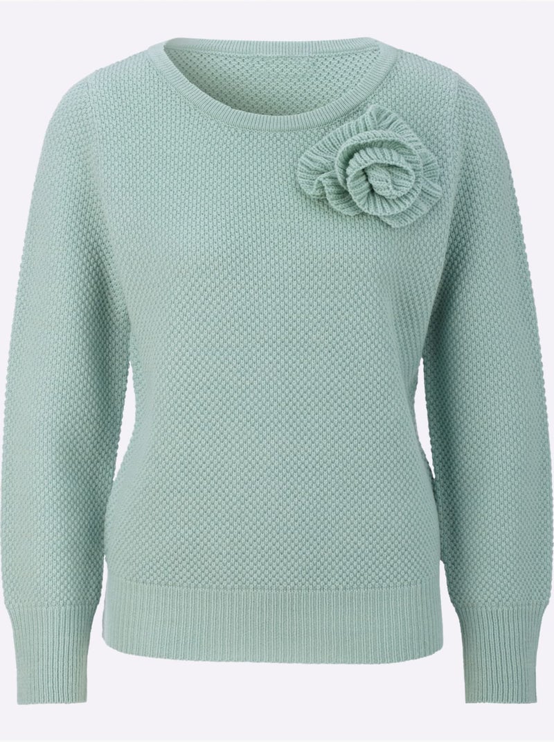 Pull à Manches Longues 30% Laine - Taille Standard - Helline Menthe - Kiabi