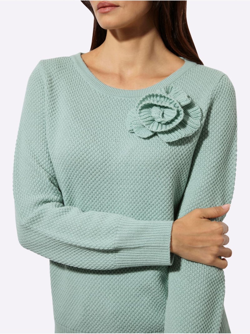 Pull à Manches Longues 30% Laine - Taille Standard - Helline Menthe - Kiabi