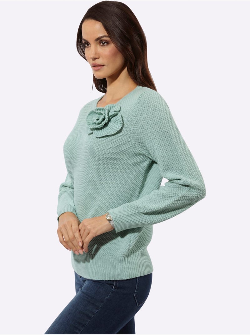 Pull à Manches Longues 30% Laine - Taille Standard - Helline Menthe - Kiabi