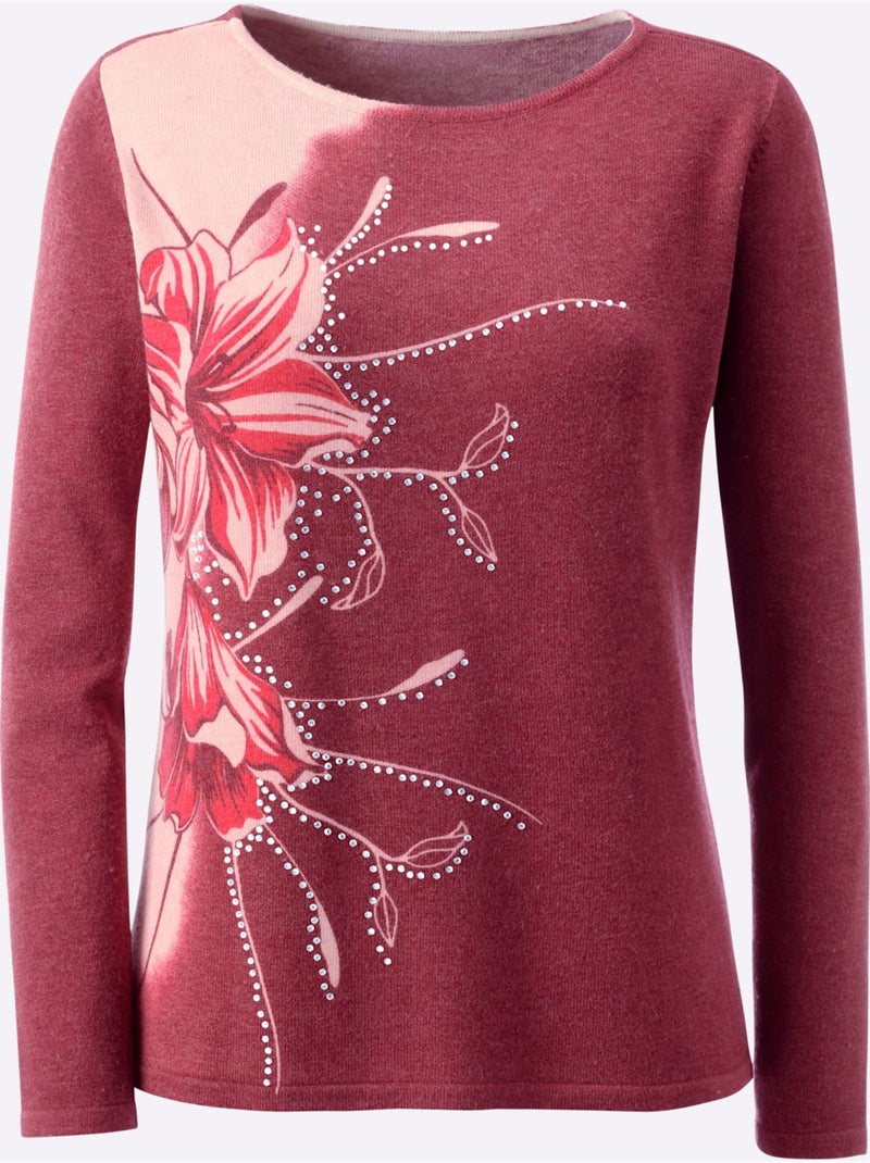 Pull à manches longues 30% laine - taille standard - helline Rouge foncé - Kiabi