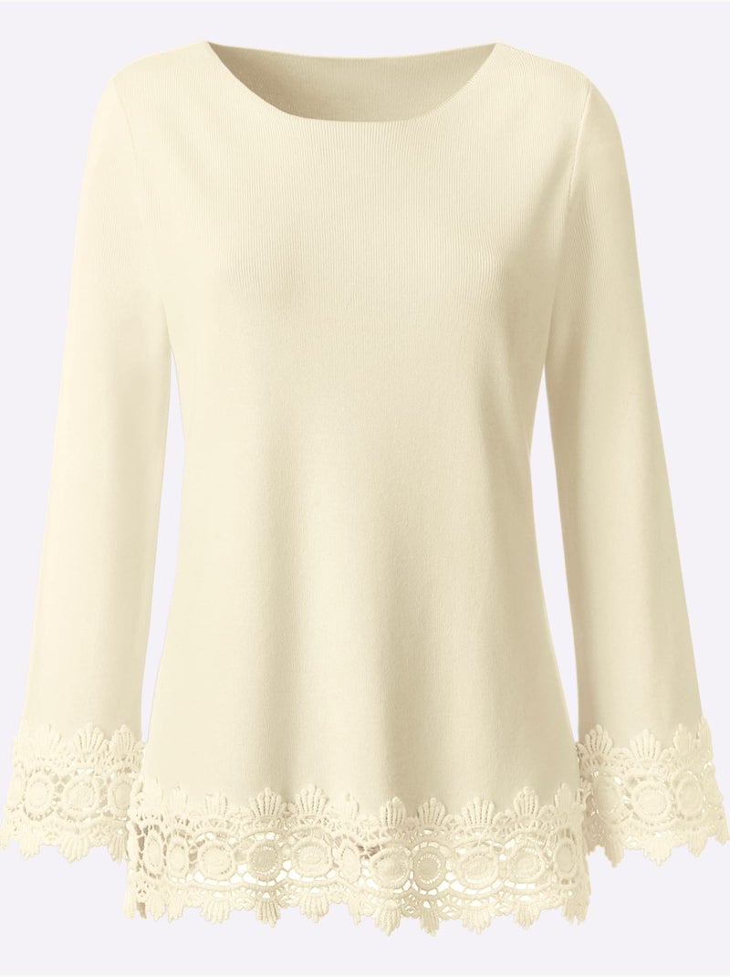 Pull à Manches Longues 30% Lyocell - Taille Standard - Helline Ivoire - Kiabi