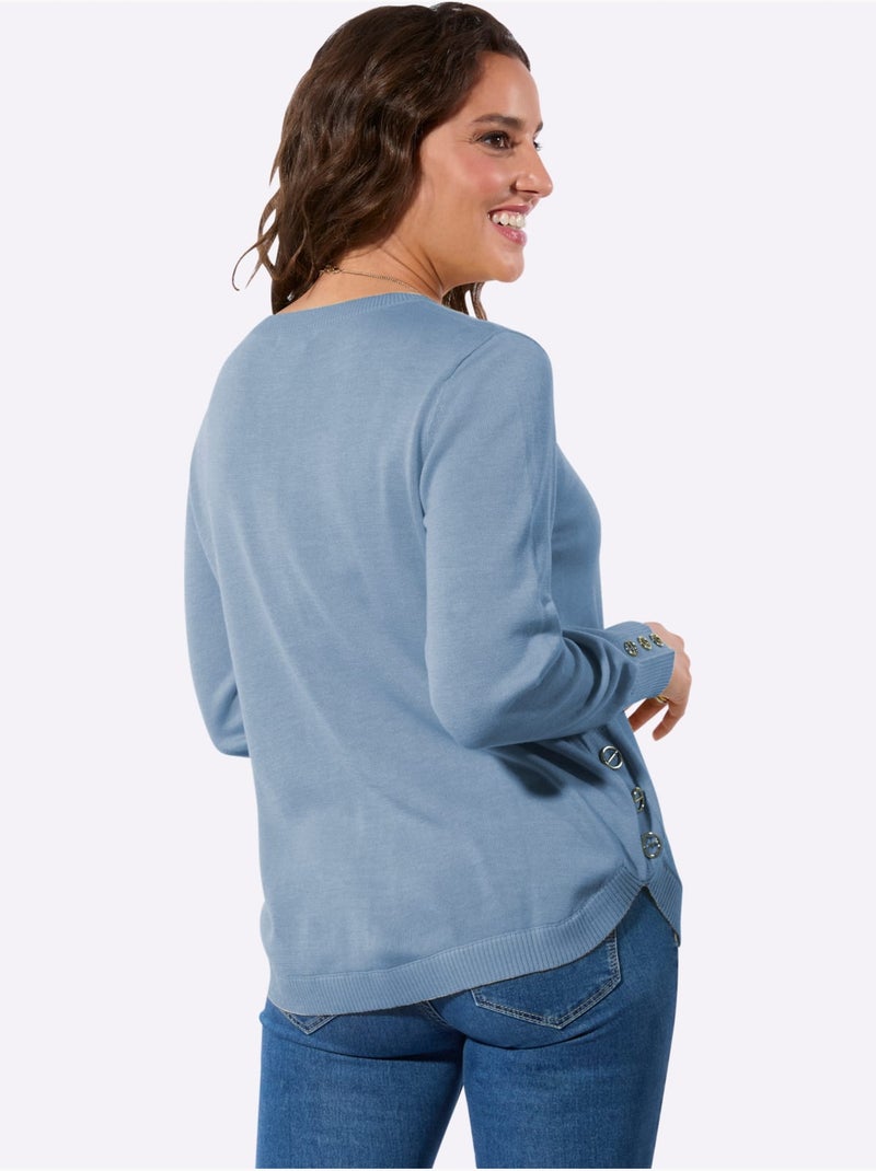 Pull à Manches Longues 50% Coton - Taille Standard - Witt Bleu ciel - Kiabi